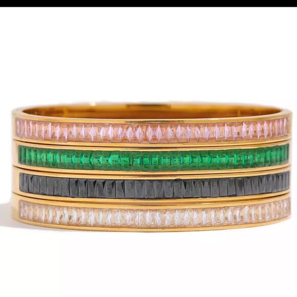 New Sparkly Crystal Layering Bangle Bracelet Choice of Color - Picture 1 of 11